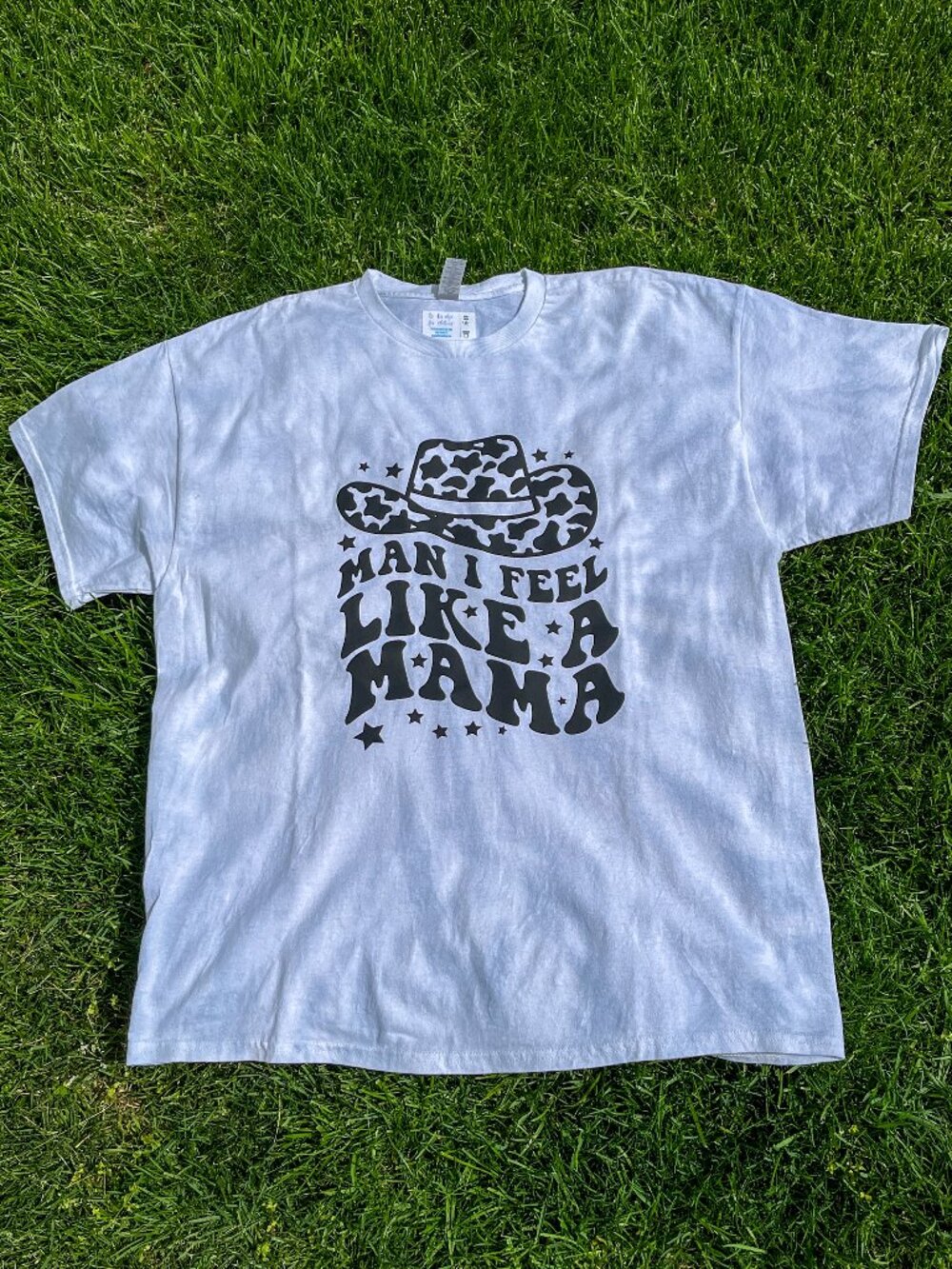 Women's XL Man I Feel Like a Mama Gray Spiral Tie-Dye T-Shirt